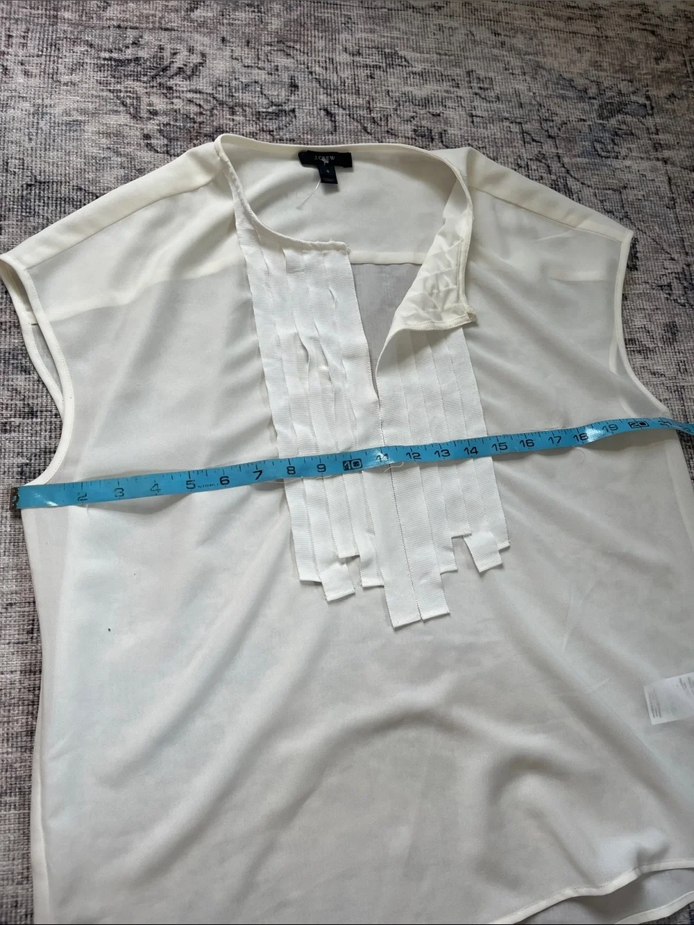 J.crew ivory ribbon front tuxedo short sleeved blouse - size 6